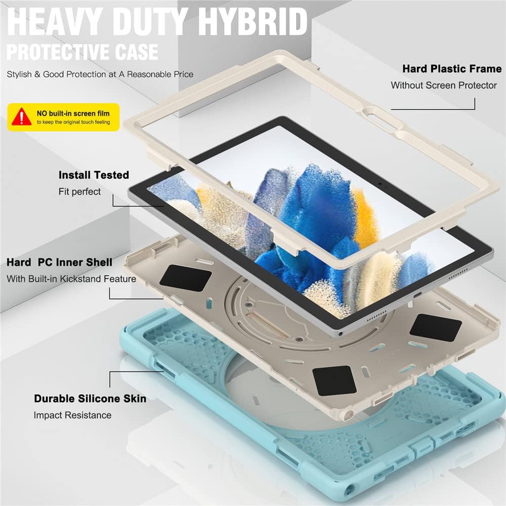Husa Sigloo pentru Apple iPad 9th/8th/7th Gen (2021/2020/2019), 10.2'', Protectie Completa, Suport Creion, Stand Rotativ, Curea Umar, Anti-Soc, Bleu