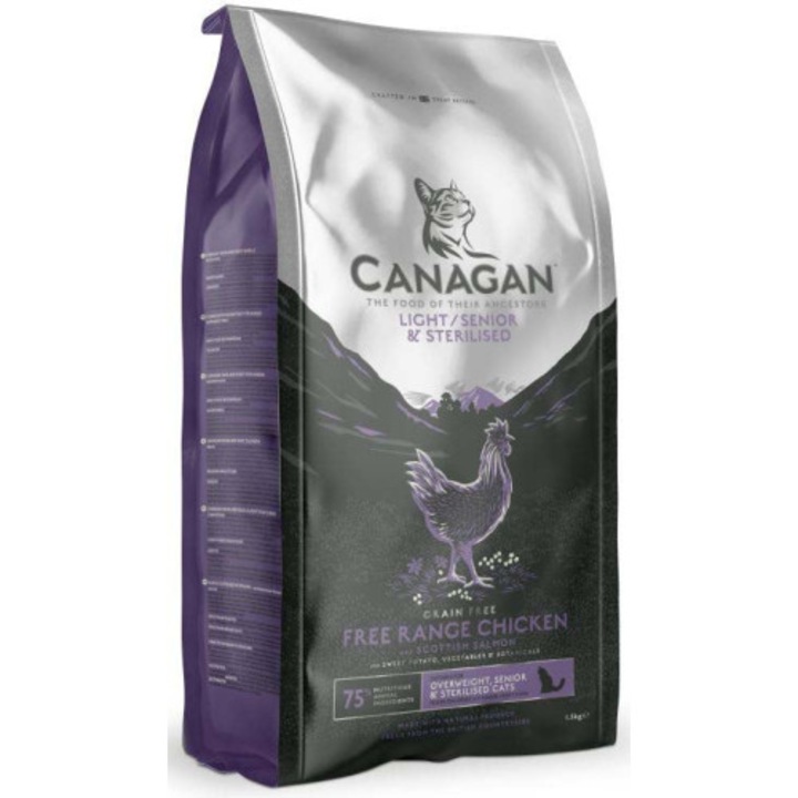 Hrana uscata pentru pisici, Canagan, Cat Light Senior Sterilised, 4 kg