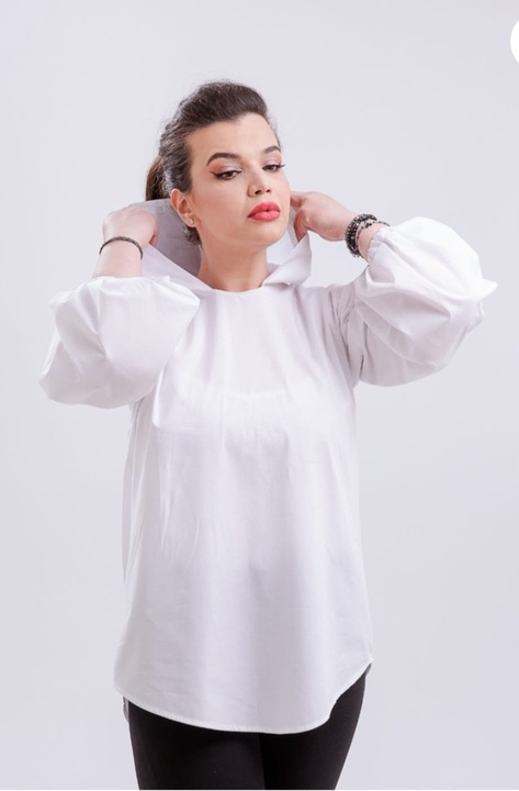 Fehér kapucnis pamut ing, egy méret