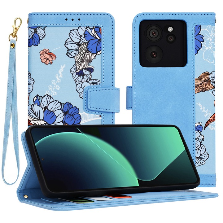 Защитен калъф за Xiaomi 13T/13T Pro, R30, екокожа, ярко син