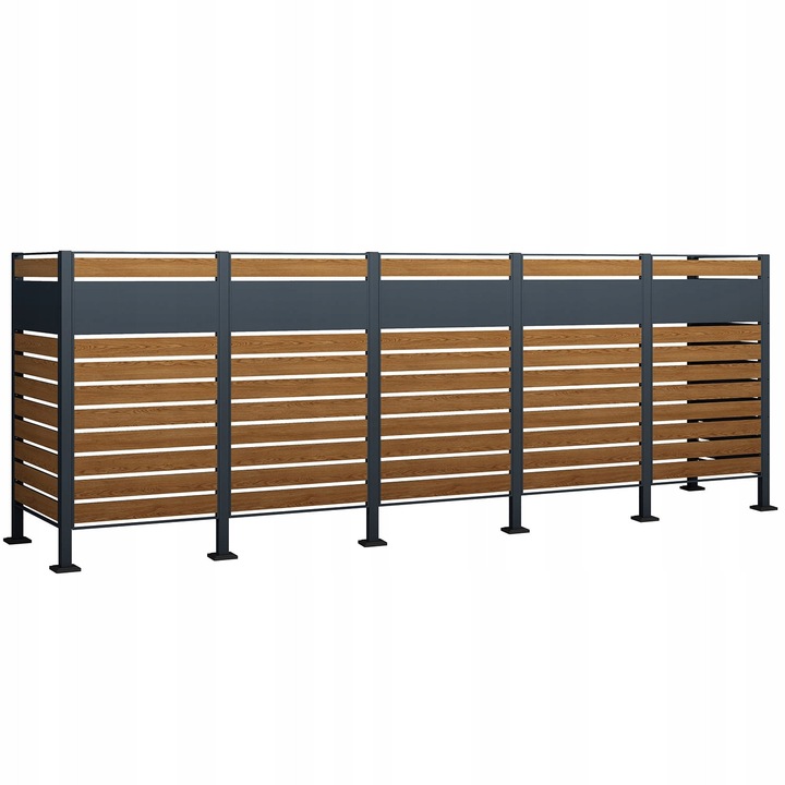 Zid de protectie pentru cos de gunoi, Jumi, 7 elemente, antracit, 150x251cm