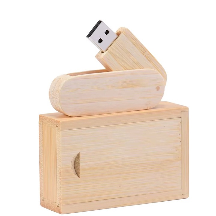 USB памет с подаръчна кутия от бамбуково дърво – за сватба / снимки, 32 GB