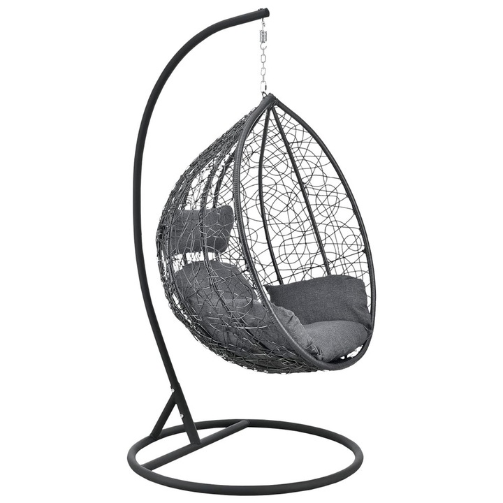 Люлка, Висящо гнездо за детско креватче Vader, Метална рамка, Сиво, 170x110x153см