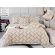 Луксозно спално бельо, памук и лен, вълнообразен мотив, 6 части, 2 души, 180x200 см, кремаво