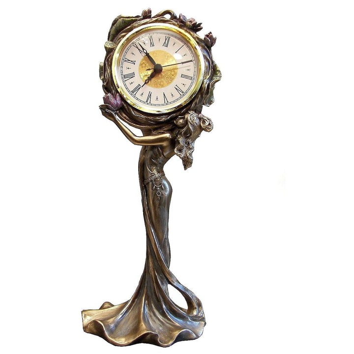 Ceas decorativ Art Nouveau cu femeie – Veronese, pictat manual 30 cm