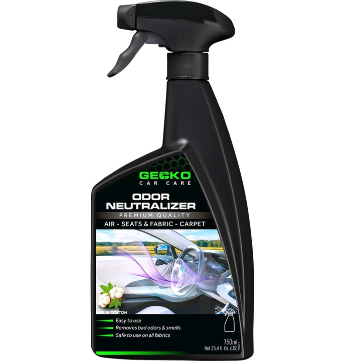 Solutie neutralizat mirosuri neplacute GECKO Odor Neutralizer, elimina mirosurile neplacute la nivel molecular