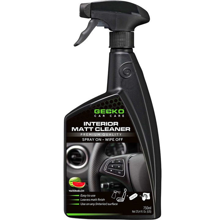 Solutie bord mat GECKO Interior Matt Cleaner fara silicon pentru curatare si intretinere volan, bord, ornamente din plastic, piele, metal si sticla