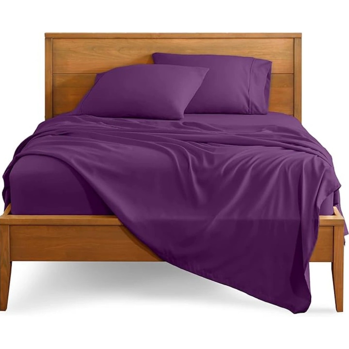 Cearceaf de pat Kotonia Home, 100% bumbac, Olandina color, 220x240 cm, mov