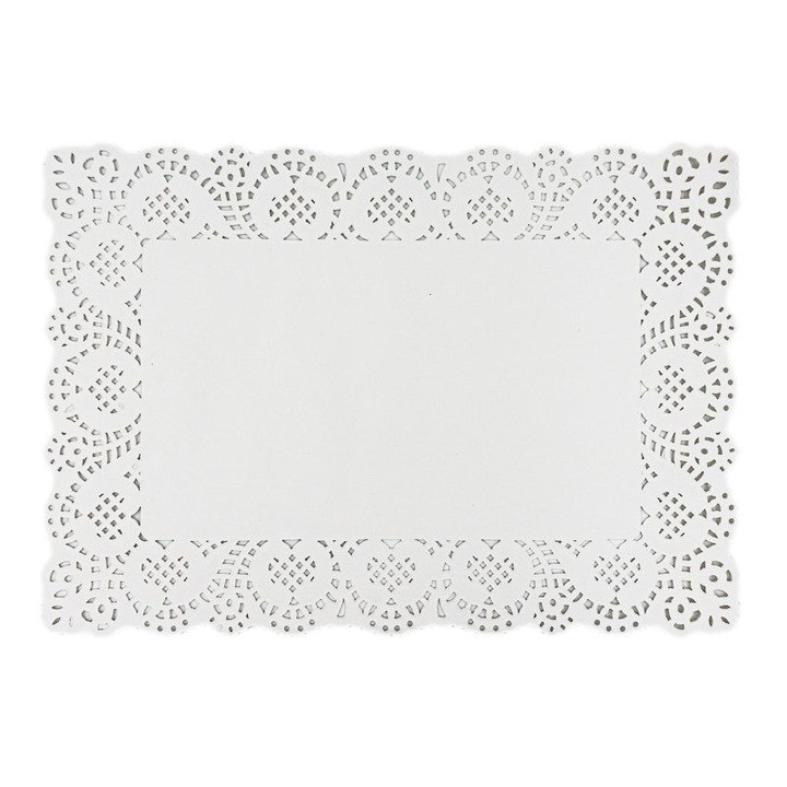 Hartie Dantelata, Dreptunghiulara, 30x40 cm, 100 Buc/Set, Greutate 40 g/m², Culoare Alba