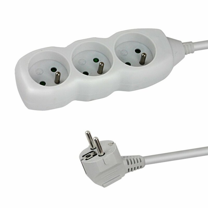 Разклонител с кабел Esperanza ELK203W, 3 гнезда, 1.5 м, бял