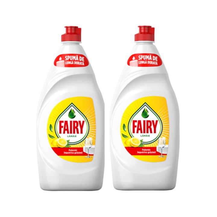 Pachet Detergent de vase Fairy Lemon, 2x750 ml