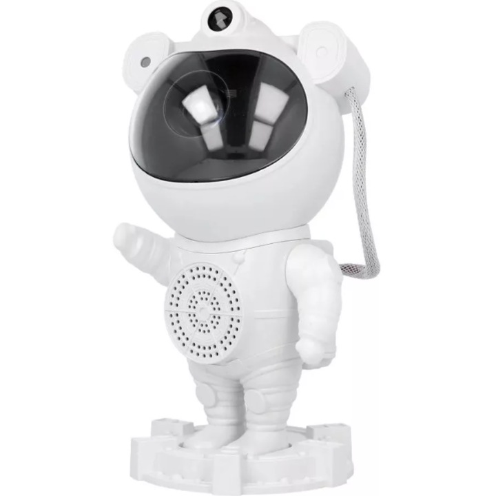 Eurotradex - Projektor, kivetítő, űrhajós forma, bluetooth hangszóróval, távirányítóval, hold, galaxisfény fehér színben