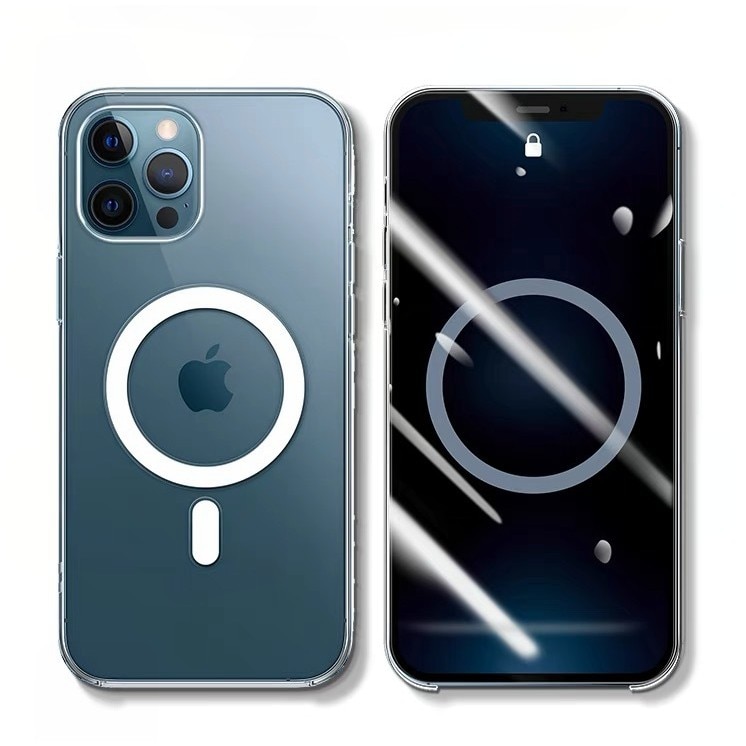 Husa protectie pentru iPhone 12 Pro Max, Flippy, Husa Mag Safe, 2 in 1 Incarcare si Magnet, Silicone, Transparenta