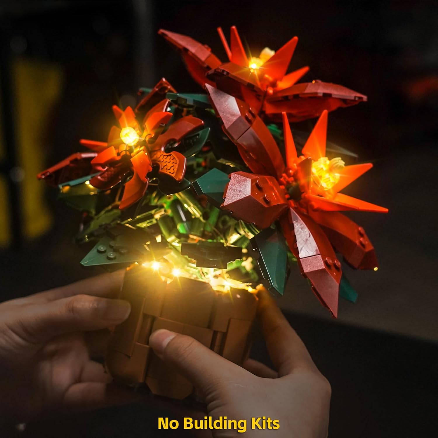 Lumina compatibila cu Lego Icons Poinsettia Flower Decor