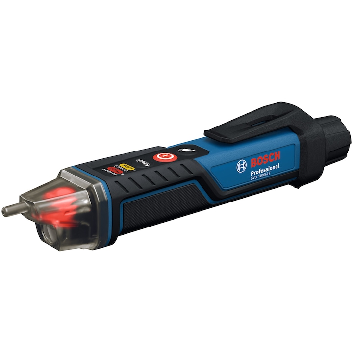 Tester de tensiune fara contact Bosch Professional Voltage Tester GVD 1000-17, 1000 V tensiune AC, IP67, CAT IV 1000 V clasa siguranta, masurare NCV