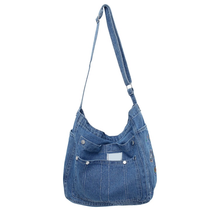 Чанта за през рамо с голям капацитет, модерен дизайн, светло син цвят, универсален размер