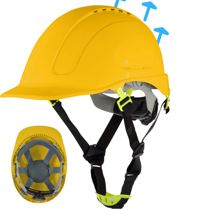 Casca de siguranta pentru constructii cu 4 puncte de fixare Procera Morion Galben
