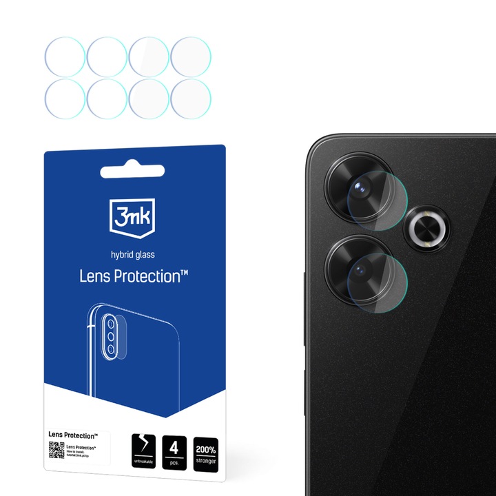 Folie protectie camera Redmi 13 4G/5G, 3mk, anti-fisura, 0,16mm, transparent