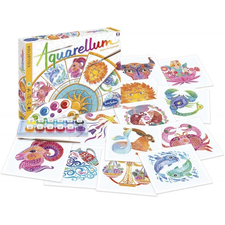 Set pictura Sentosphere, Aquarellum, planse cu semne zodiacale, multicolor