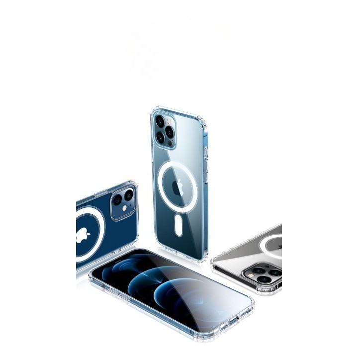 Husă Silicon MagSafe pentru iPhone 14 Pro, By Fitilomania, Antishock, Rezistentă la zgârieturi, Transparentă
