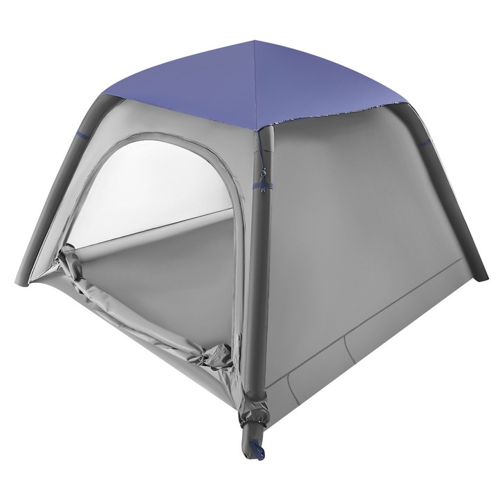 Cort de 3 persoane pentru camping, Poliester, 1000 mm, Gri/Albastru