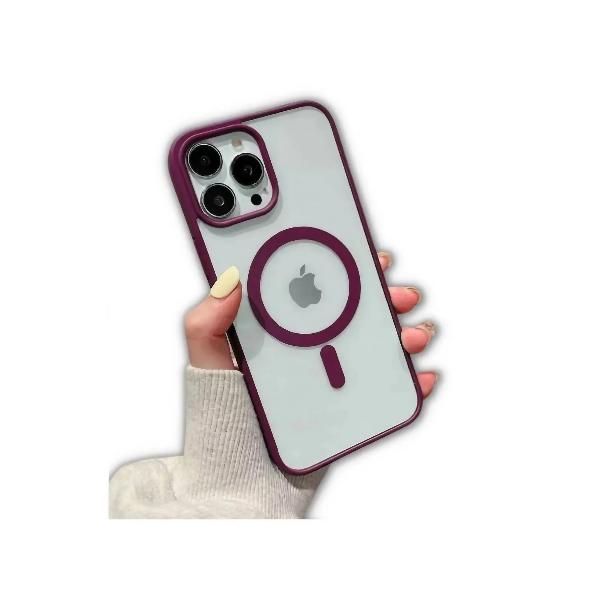 Husa MagSafe pentru Apple iPhone 11, Full Cover, Frosted Acrylic Color Big Hole, Magnetica, Incarcare Wireless, Flippy, Mov