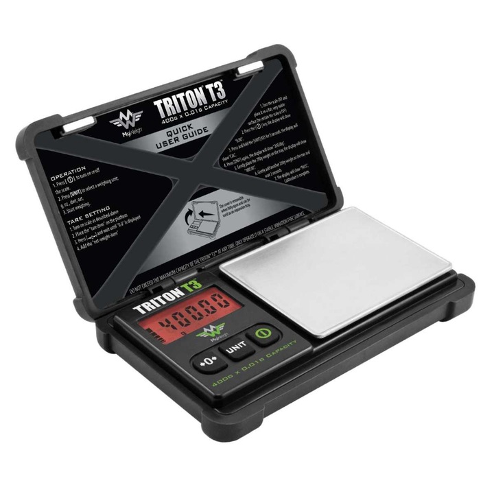 Cantar de precizie calibrabil MyWeigh Triton T3-400, cu certificat de calibrare 400 g x 0.01 g, portabil si rezistent, pentru bijuterii
