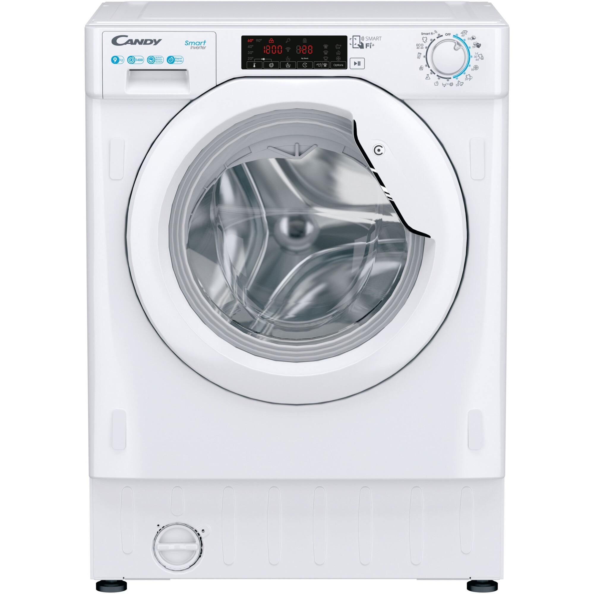 Masina de spalat rufe incorporabila Candy CBWO 49TWME-S, 9 kg, 1400rpm, Motor inverter, Mix Power System +, Hygiene program, Clasa A, Alb