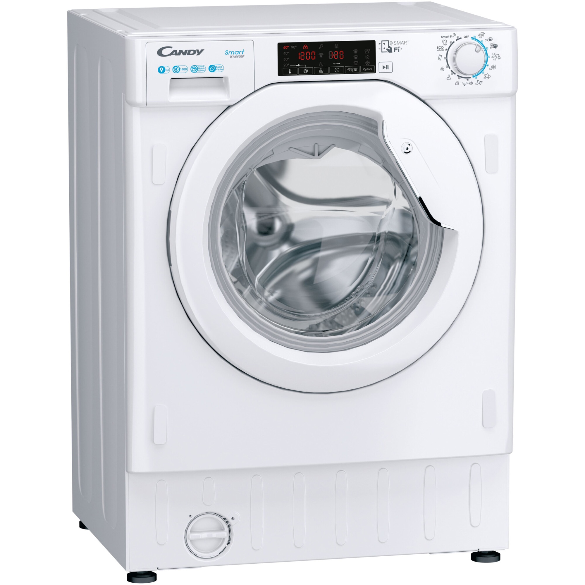 Masina de spalat rufe incorporabila Candy CBWO 49TWME-S, 9 kg, 1400rpm, Motor inverter, Mix Power System +, Hygiene program, Clasa A, Alb