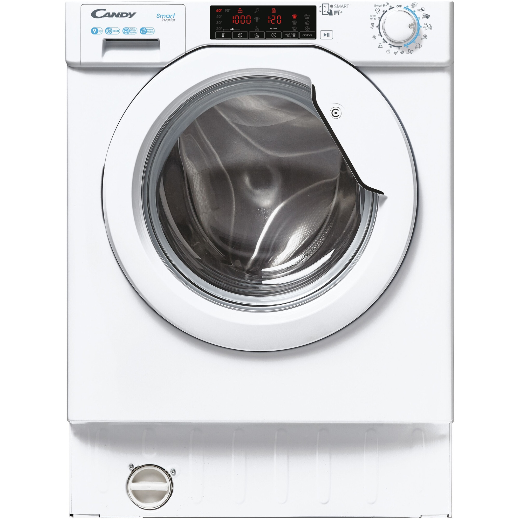 Masina de spalat rufe incorporabila Candy CBWO 49TWME-S, 9 kg, 1400rpm, Motor inverter, Mix Power System +, Hygiene program, Clasa A, Alb