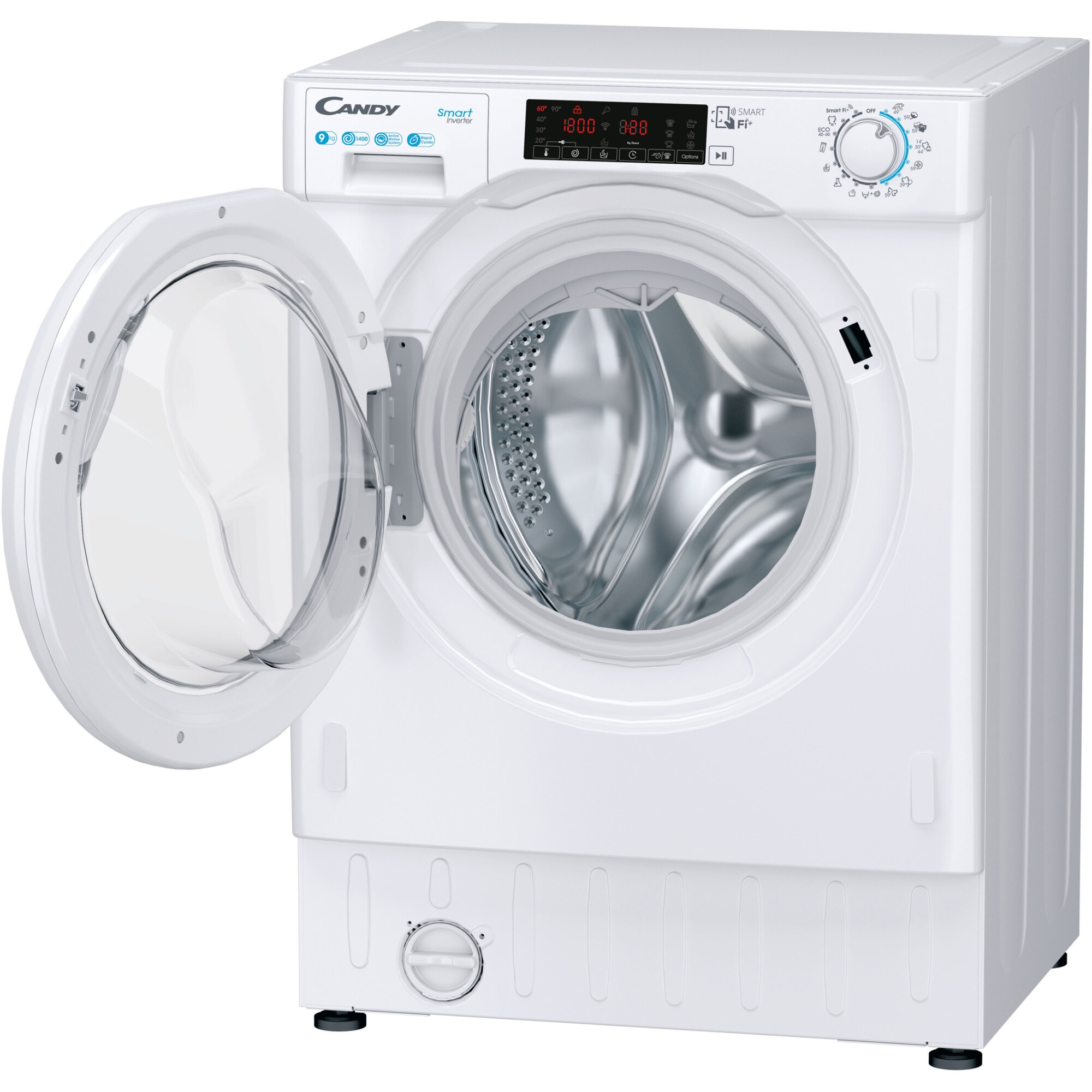 Masina de spalat rufe incorporabila Candy CBWO 49TWME-S, 9 kg, 1400rpm, Motor inverter, Mix Power System +, Hygiene program, Clasa A, Alb