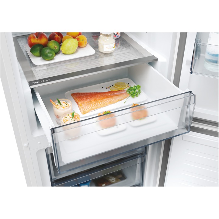 Combina frigorifica Candy ECN2CQTEX186, No Frost, 355 l, H 185 cm, Clasa E, Wi-Fi, inox