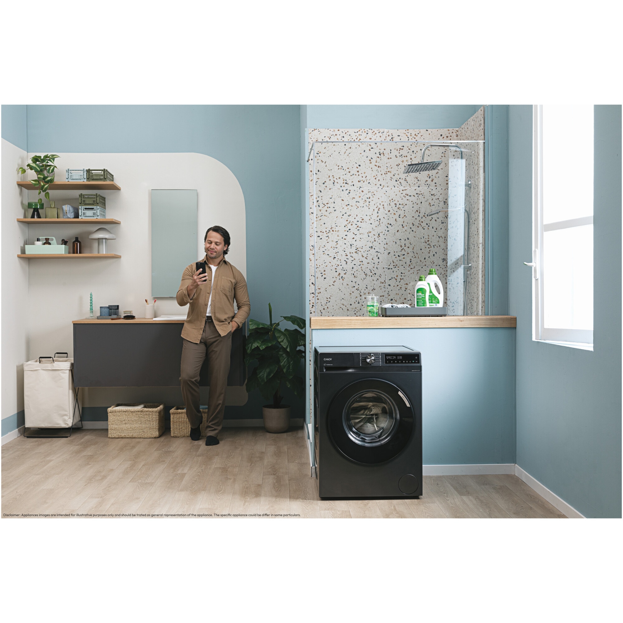 Masina de spalat rufe Candy ProWash 500 BR 410B8G-S, 10 kg, 1400 RPM, 16programe, Motor Inverter, Steam, Touch display, Soft Drum, Dual Spray, Wifi, Clasa A, Antracit