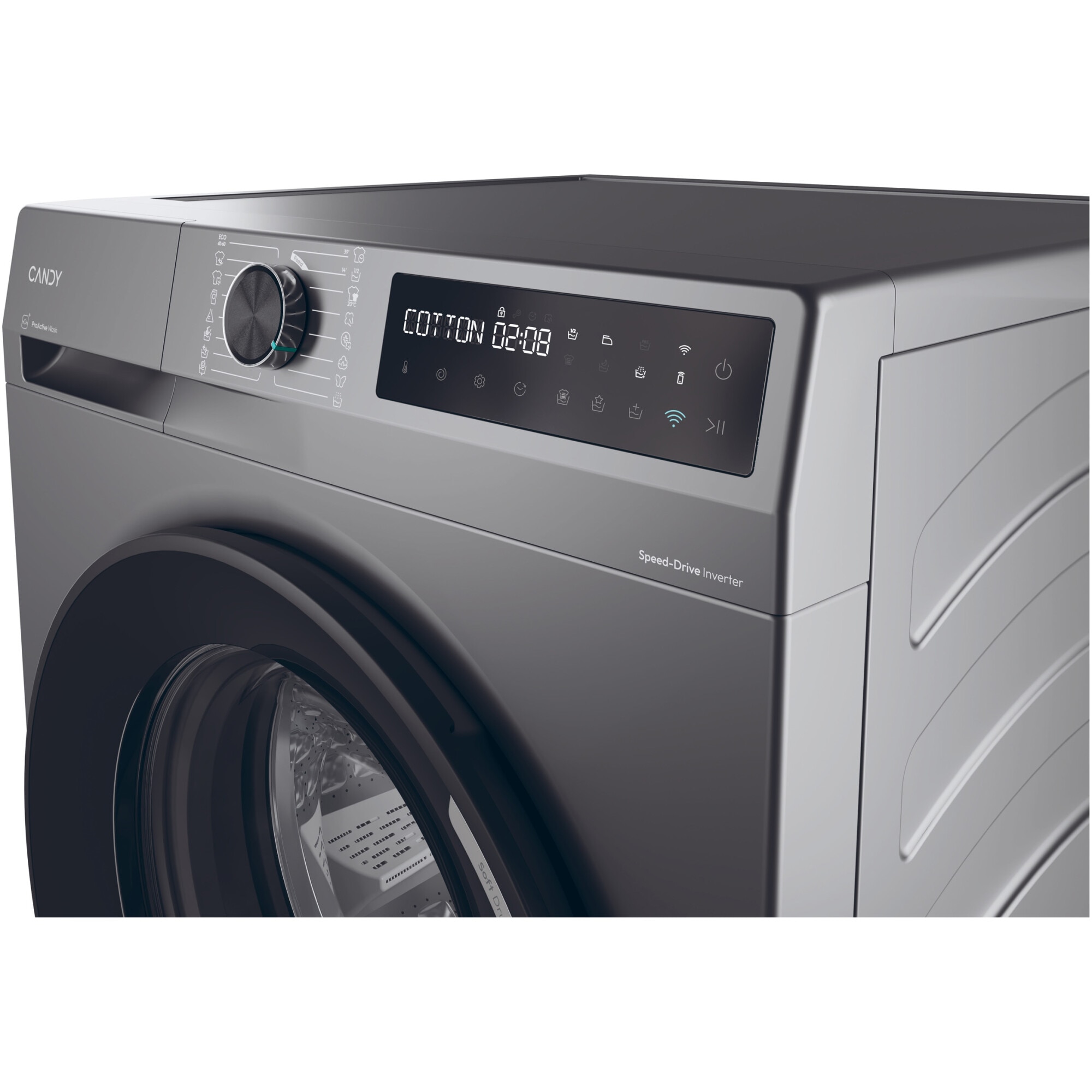 Masina de spalat rufe Candy ProWash 500 BR 410B8G-S, 10 kg, 1400 RPM, 16programe, Motor Inverter, Steam, Touch display, Soft Drum, Dual Spray, Wifi, Clasa A, Antracit