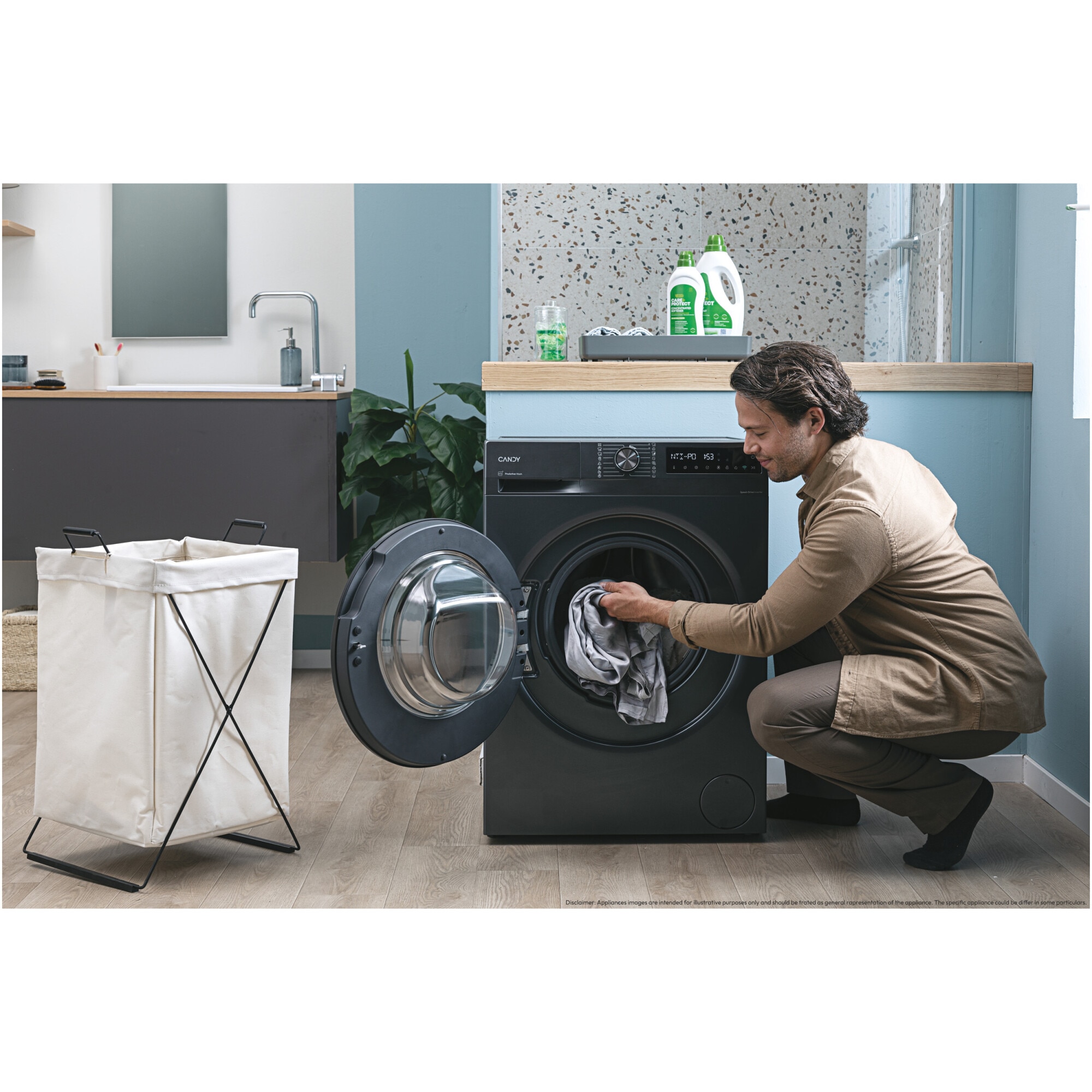 Masina de spalat rufe Candy ProWash 500 BR 410B8G-S, 10 kg, 1400 RPM, 16programe, Motor Inverter, Steam, Touch display, Soft Drum, Dual Spray, Wifi, Clasa A, Antracit