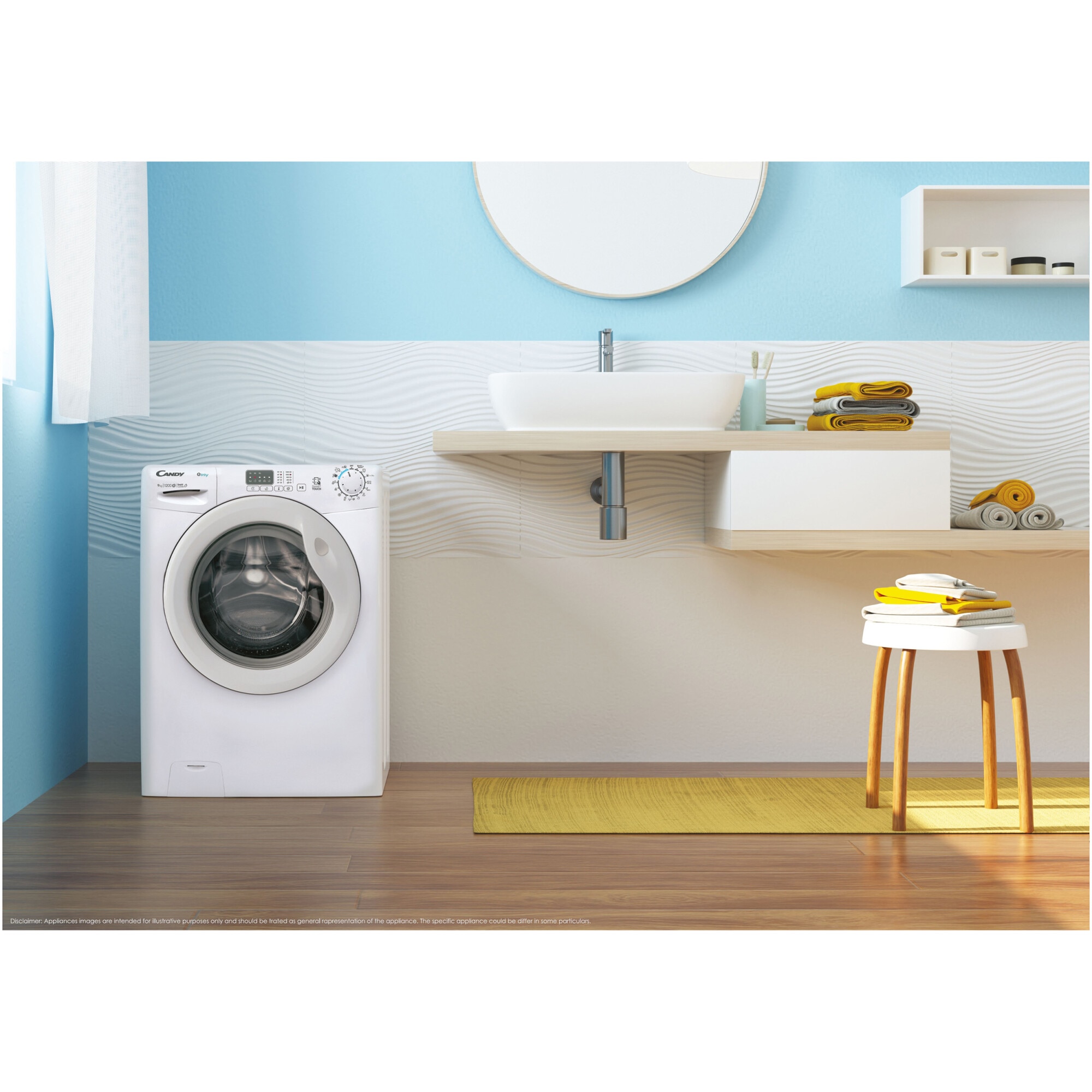 Masina de spalat rufe Candy Easy EY 1291DE/1-S, 9kg, 1200 RPM, Clasa D, Alb