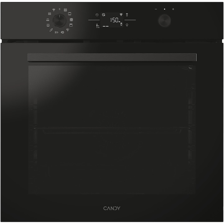 Candy Titanium CA6 NP5B3CTB beépíthető sütő, Elektromos, 78l, Katalitikus tisztítás, Wi-Fi, 11 funkció, Kijelző, Push-pull gomb, Teleszkópos polc, A++ energiaosztály, Fekete