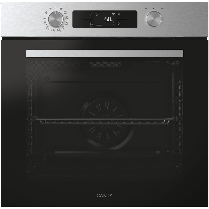 Candy Titanium CA6 N5B3EYTX beépíthető sütő, Elektromos, 78l, Pirolitikus & Hidrolitikus tisztítás, Wi-Fi, Easy STEAM technológia, 12 funkció, Teleszkópos polc, A++ energiaosztály, Rozsdamentes acél