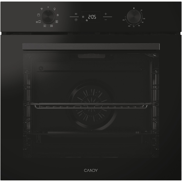 Candy Titanium CA6 N3T1HTB beépíthető sütő, Elektromos, 78l, Hidrolitikus tisztítás, Sütés: konvekció + meleg levegő, 9 funkció, A+ energiaosztály, Fekete