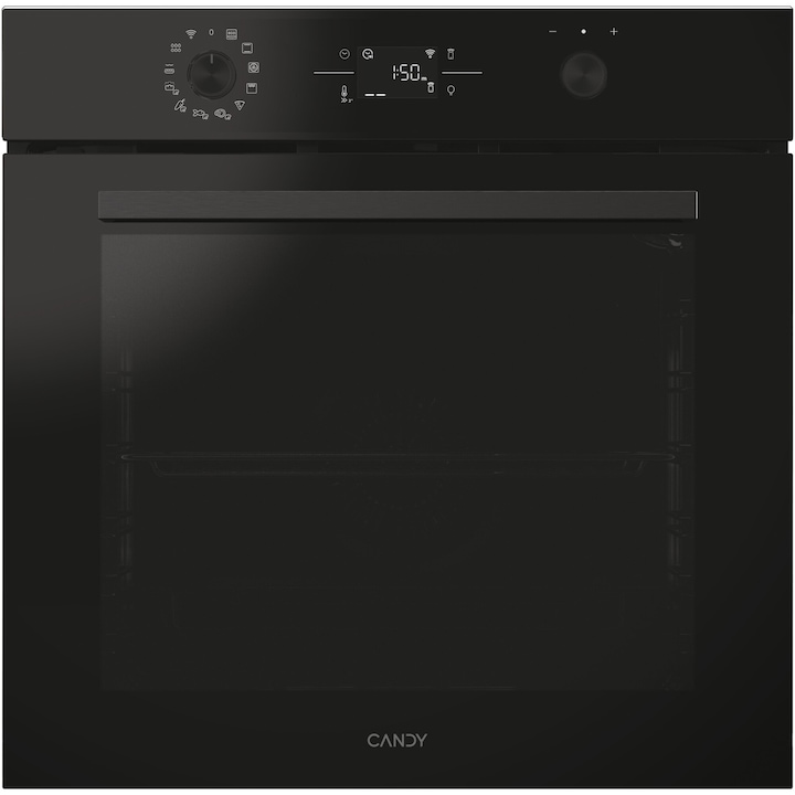 Candy Titanium CA6 NP5B3EHTB beépíthető sütő, Elektromos, 78l, Hidrolitikus tisztítás, Easy STEAM technológia, 12 funkció, Push-pull gomb, Softclose, Teleszkópos polc, A++ energiaosztály, Fekete