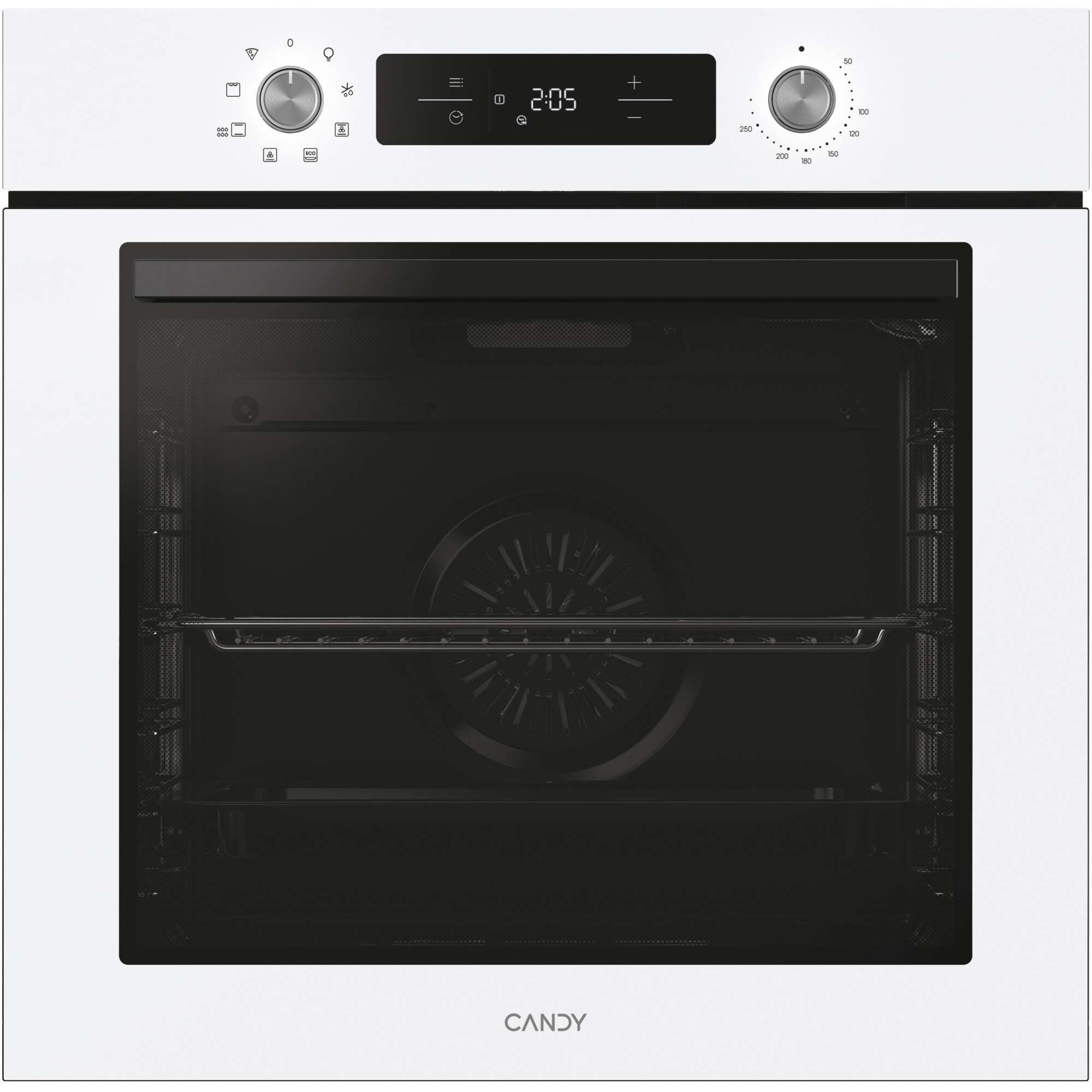 Cuptor incorporabil Candy Titanium CA6 NP3T2HTW, Electric, 78 litri, Curatare Hidrolitica, mod gatire: convectie + ventilare aer, 9 functii, Butoane Pushpull, Clasa A+, Alb