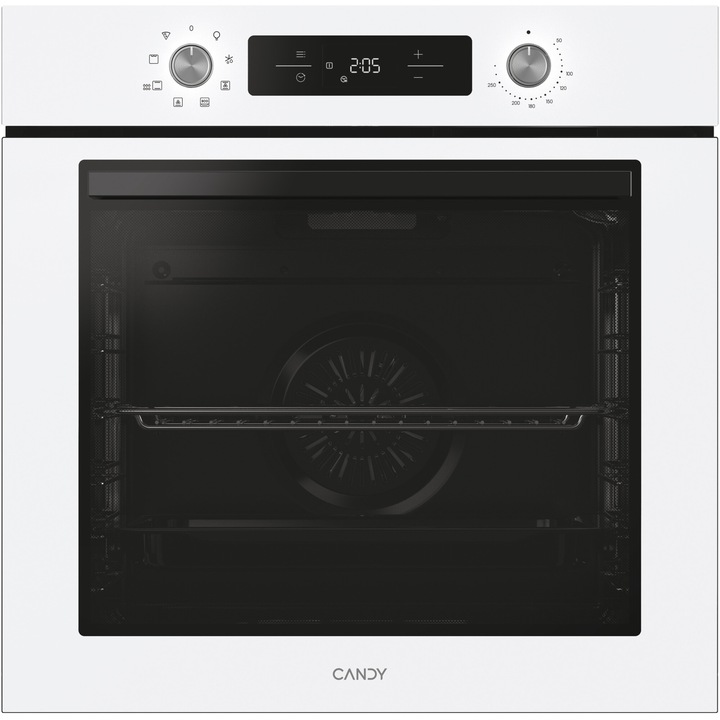 Candy Titanium CA6 NP3T2HTW beépíthető sütő, Elektromos, 78l, Hidrolitikus tisztítás, Sütés: konvekció + meleg levegő, 9 funkció, Push.pull gomb, A+ energiaosztály, Fehér