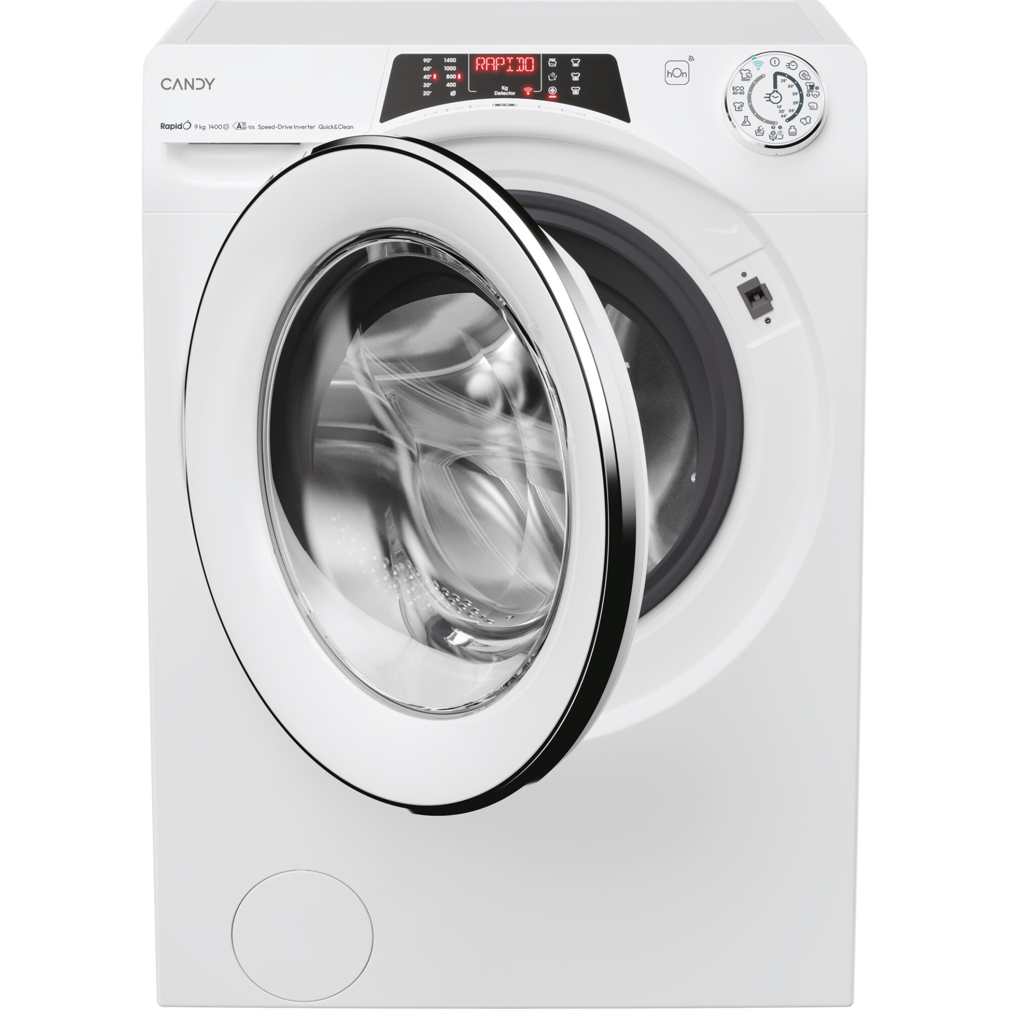 Masina de spalat rufe slim Candy Rapido RO 496DWMC7/1-S, 9 kg, 1400 RPM, 16 programe, Motor Inverter, Steam, Quick&Clean, WiFi, Clasa A, Alb