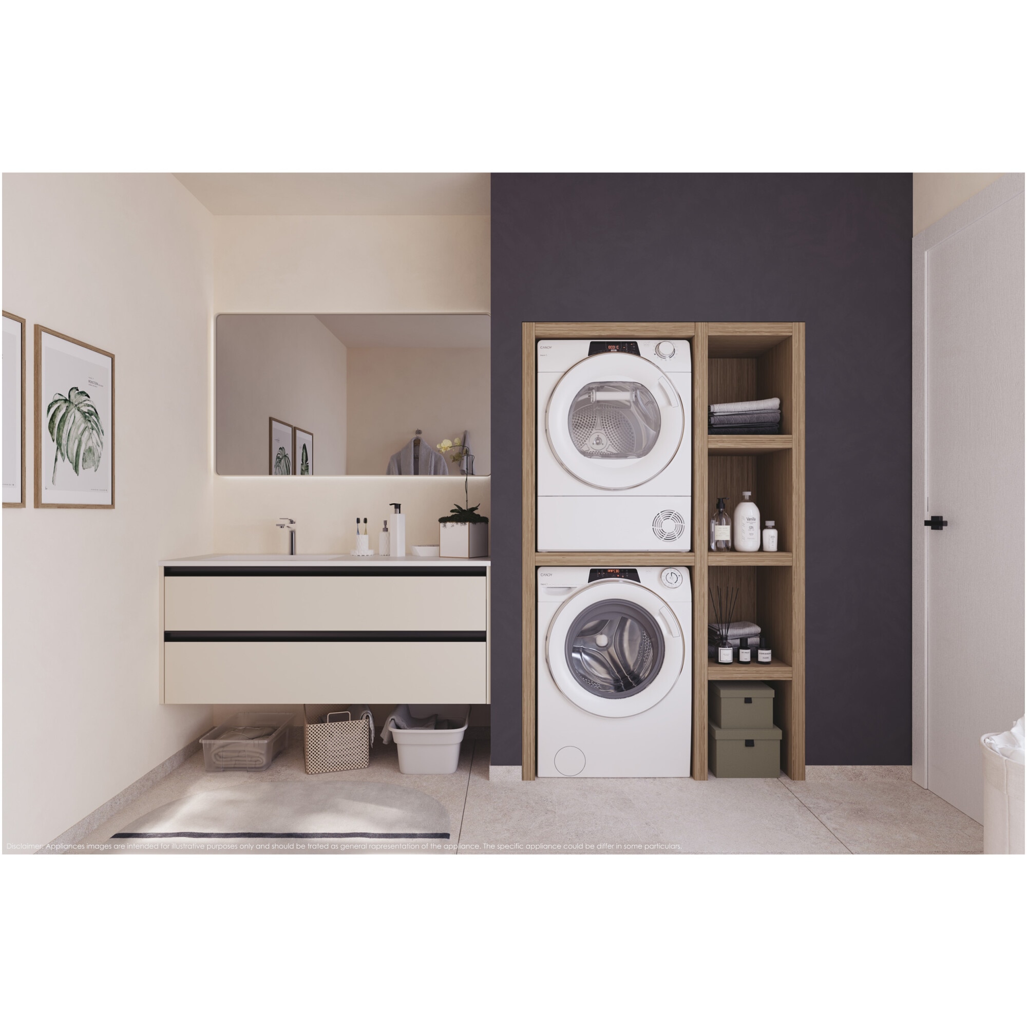 Masina de spalat rufe slim Candy Rapido RO 496DWMC7/1-S, 9 kg, 1400 RPM, 16 programe, Motor Inverter, Steam, Quick&Clean, WiFi, Clasa A, Alb