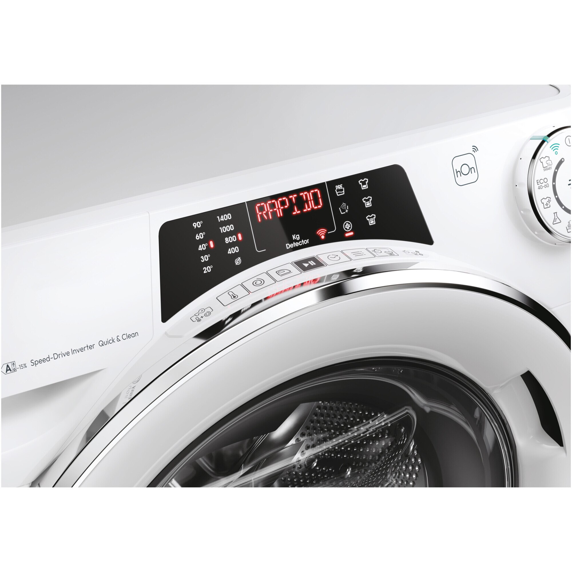 Masina de spalat rufe slim Candy Rapido RO 496DWMC7/1-S, 9 kg, 1400 RPM, 16 programe, Motor Inverter, Steam, Quick&Clean, WiFi, Clasa A, Alb