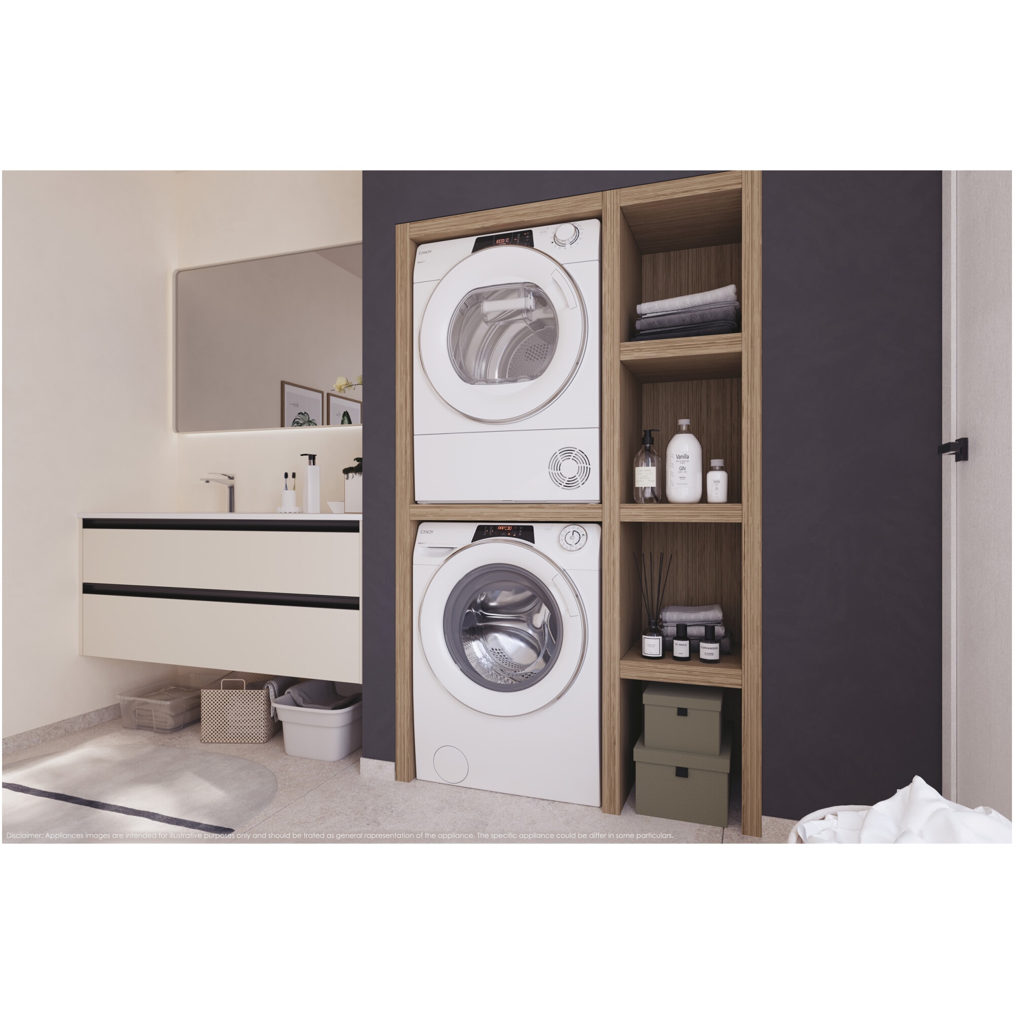 Masina de spalat rufe slim Candy Rapido RO 496DWMC7/1-S, 9 kg, 1400 RPM, 16 programe, Motor Inverter, Steam, Quick&Clean, WiFi, Clasa A, Alb
