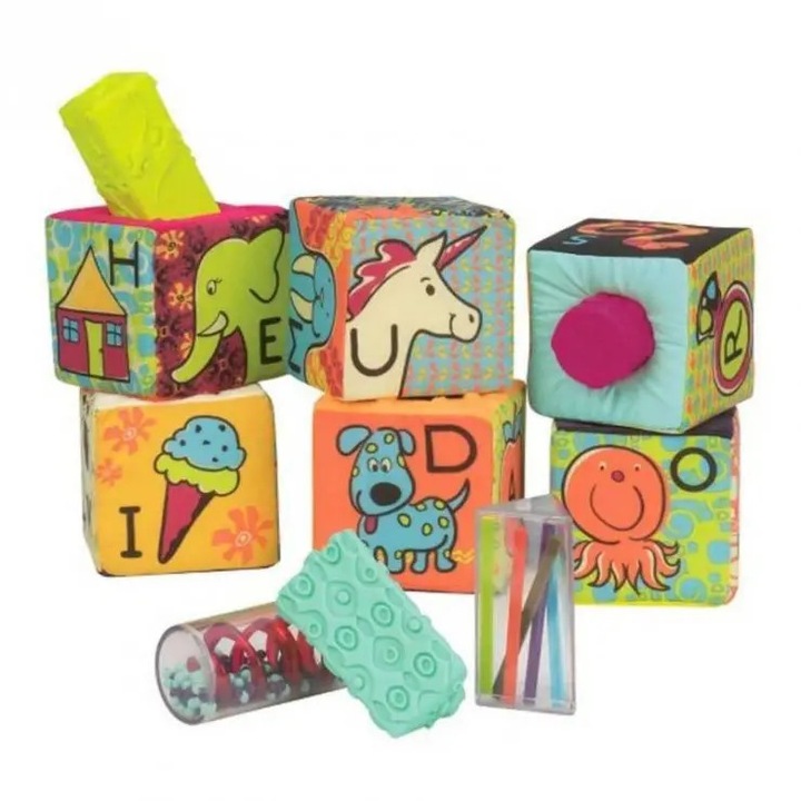 Cuburi de materiale mari cu sortere B. Toys, multicolor, set