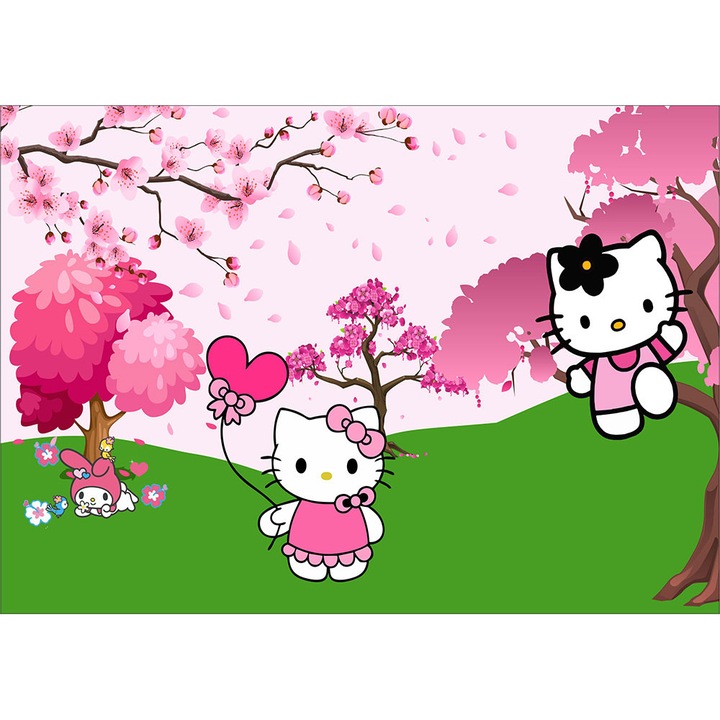 Fototapet Copii, Hello Kitty Roz, autoadeziv, multicolor, 80x120 cm