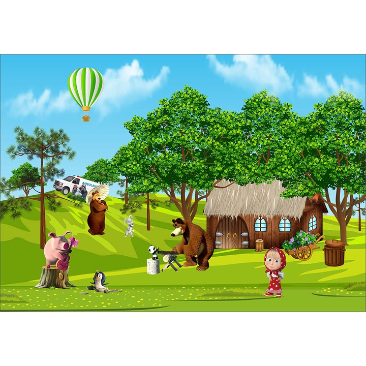 Fototapet Copii, Masha si Ursul, autoadeziv, multicolor, 80x120 cm