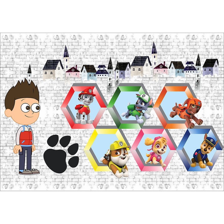 Fototapet Copii, Patrula Canina 3D, autoadeziv, multicolor, 80x120 cm